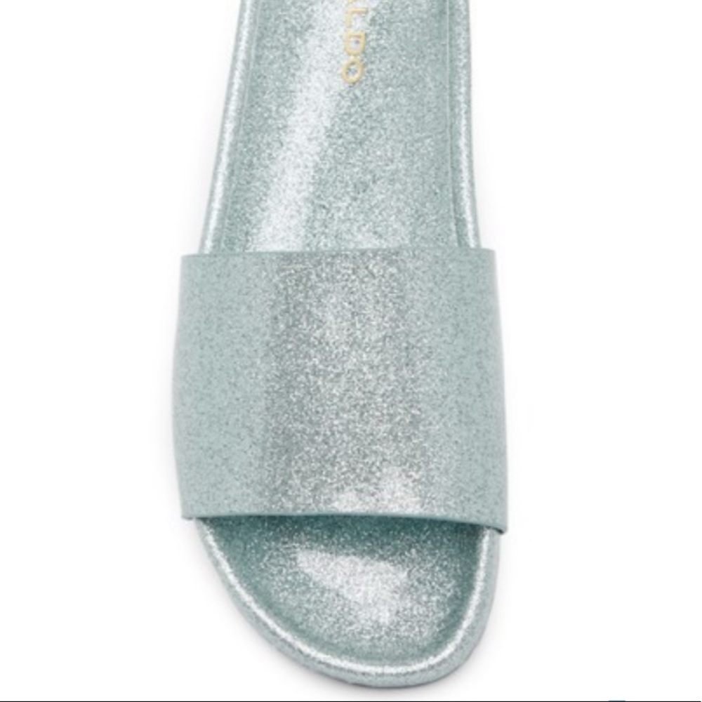 Aldo Slides Light Blue Glitter NIB